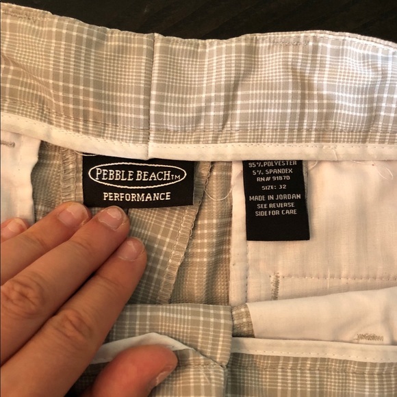 Pebble Beach Performance Grey Plaid Men’s Shorts - Picture 3 of 3